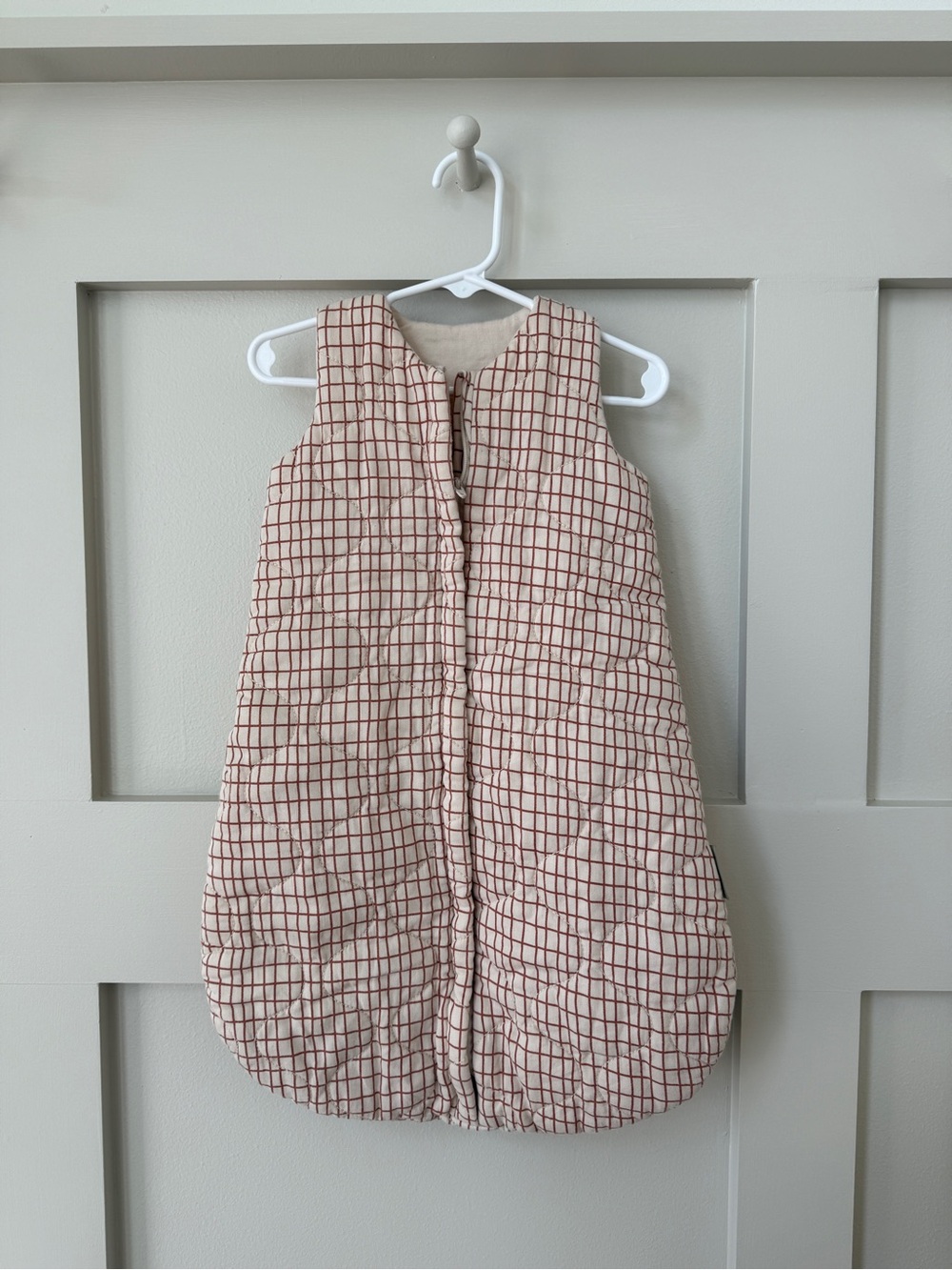 Garbo & Friends Cream and Rust Grid baby Sleep Sack